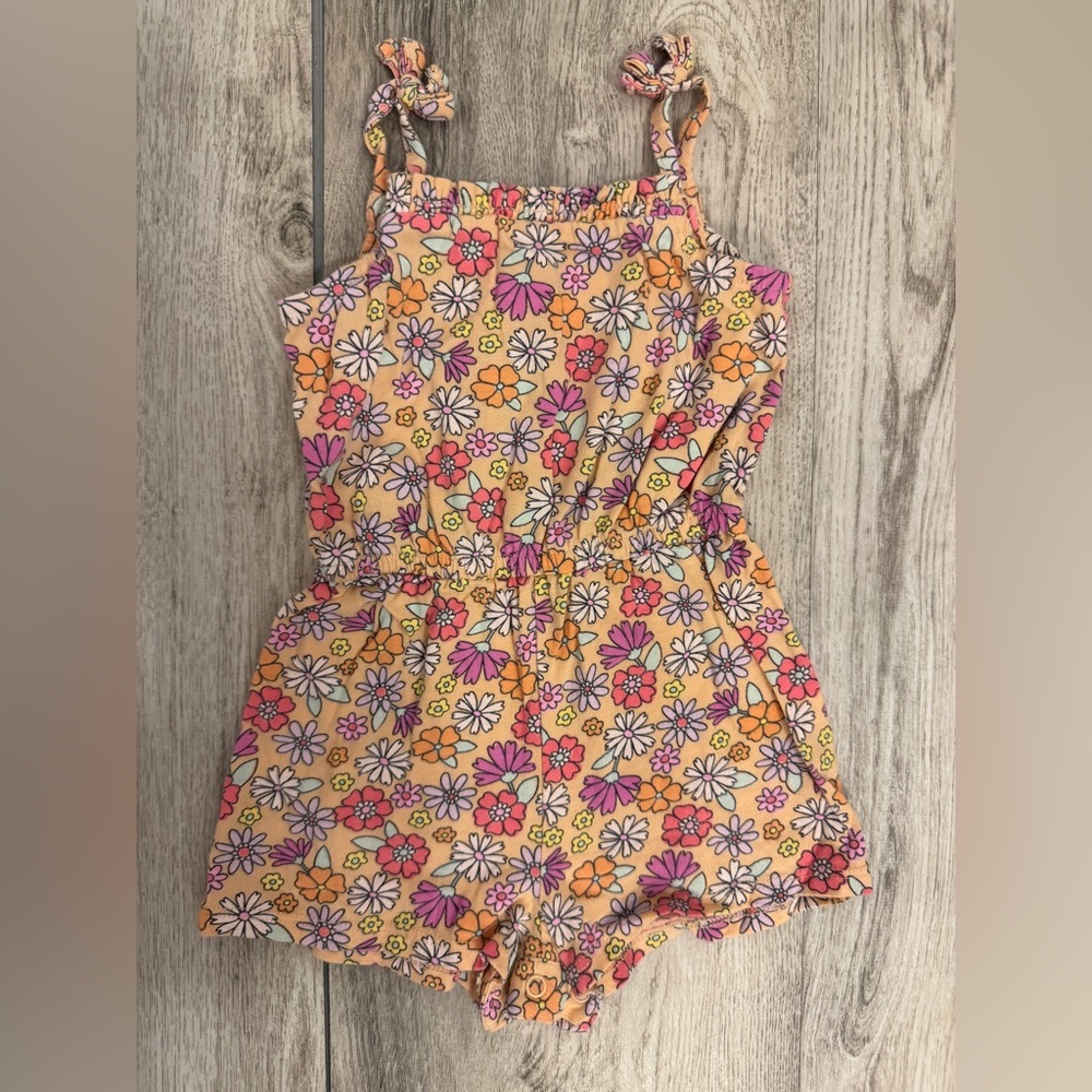 Jumping Beans Orange and Pink Floral Romper